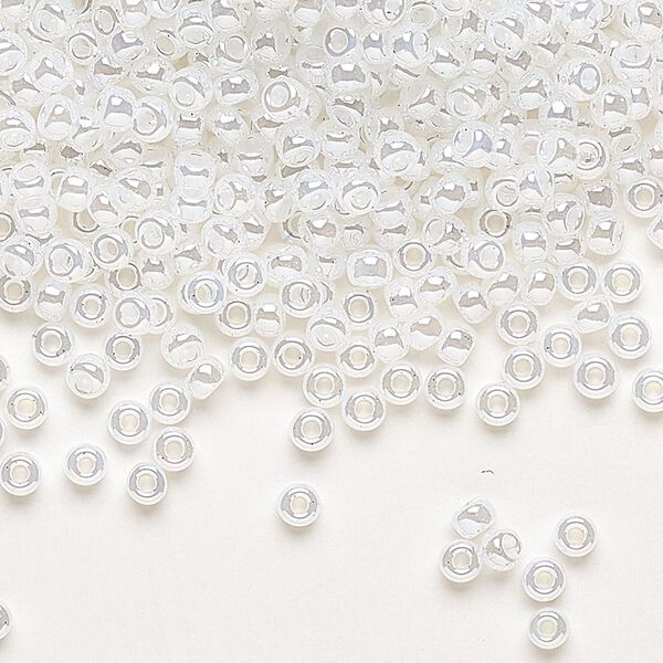Seed bead, Miyuki, glass, pkg/50g, #8 rocaille, translucent luster opal (RR-511). image number 0