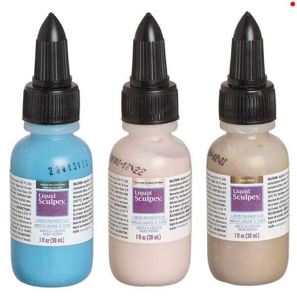 Liquid polymer clay 1pkg3, 1-fluid ounce opaque rose gold / bronze / peacock pearl Liquid Sculpey® image number 0