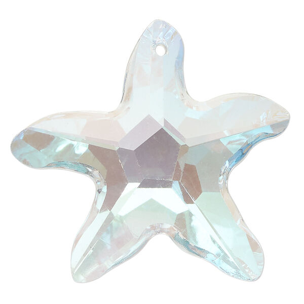 Focal, glass, translucent clear AB, 49x48mm starfish. Sold individually. image number 0