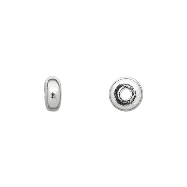 Bead, silver-plated brass, 8x4mm rondelle. Sold per pkg of 100. image number 0