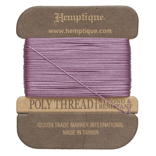 Thread, Hemptique®, polyester, pkg/32 yards, plum, 0.45mm 3-ply round. image number 0