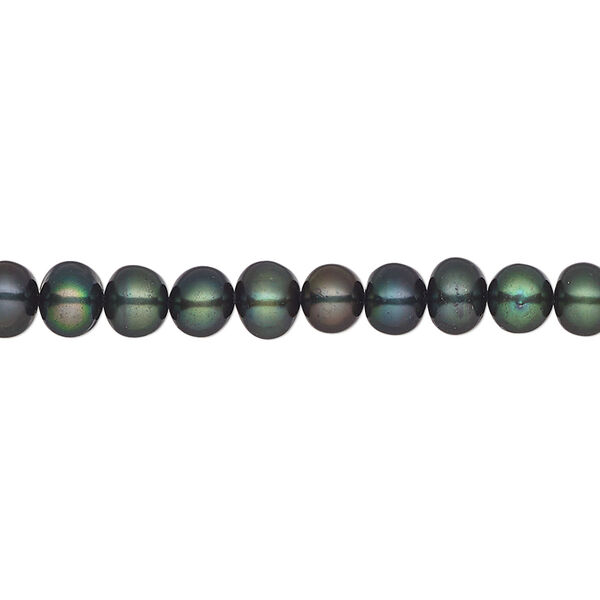 Pearl, cultured freshwater pearl (dyed), pkg/15-1/2 to 16 inches, 4-5mm potato, C+ grade, evergreen. image number 0