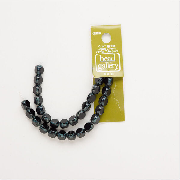 Bead, glass, opaque grey and black, 8x7mm rounded triangle with speckles. Sold per pkg of 28. image number 0