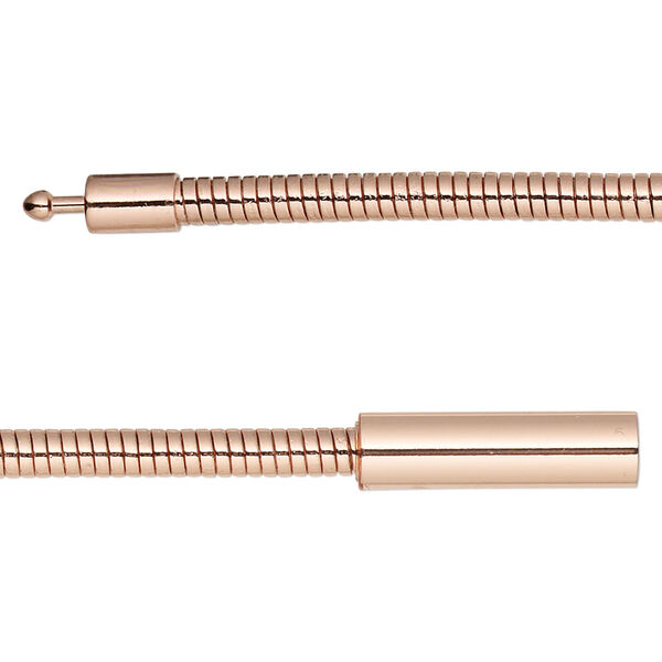 Chain, copper-plated brass, 3mm omega, 20 inches with pop-style clasp. Sold individually. image number 0