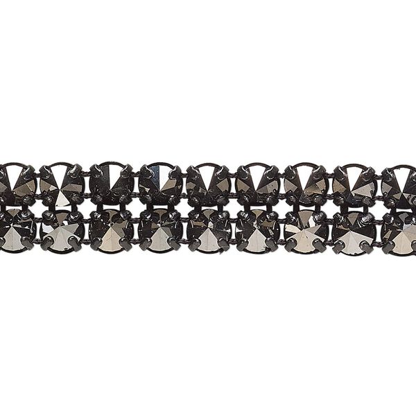 Banding 1pk black and jet silver flare black plate, Preciosa Czech crystal 10mm wide 5mm setting spike 3 feet SS19 image number 0