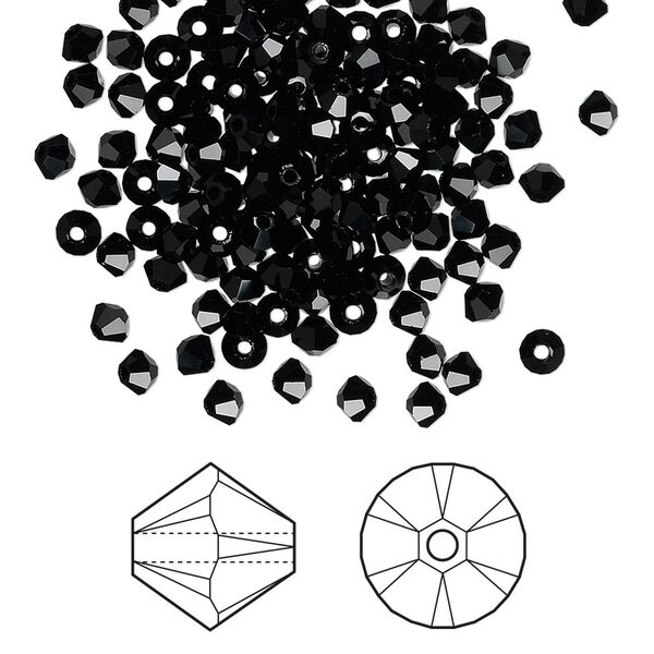 Bead 1440pk jet, Swarovski® 3mm XILION bicone 5328 image number 0