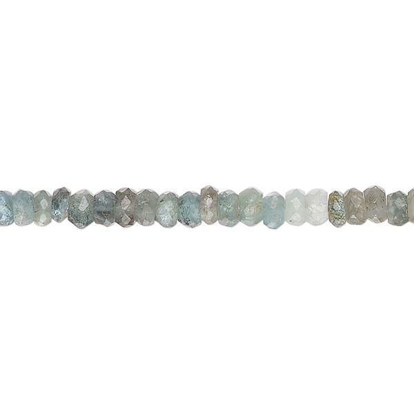 Moss aquamarine 1pkg1, hand-cut faceted rondelle bead shaded 13 inch 4x2mm-5x3mm image number 0