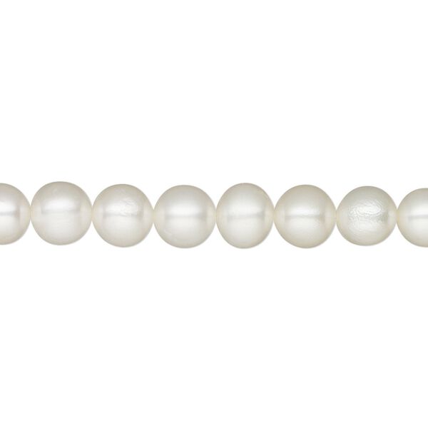 Pearl, White Lotus™, cultured freshwater (bleached), white, 6-6.5mm semi-round, B+ grade, Mohs hardness 2-1/2 to 4. Sold per 15-1/2" to 16" strand. image number 0