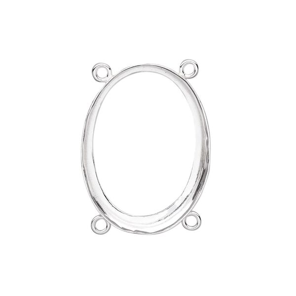 Link, fine silver, 26x19mm oval with open back and 25x18mm oval setting, 4 loops. Sold individually. image number 0