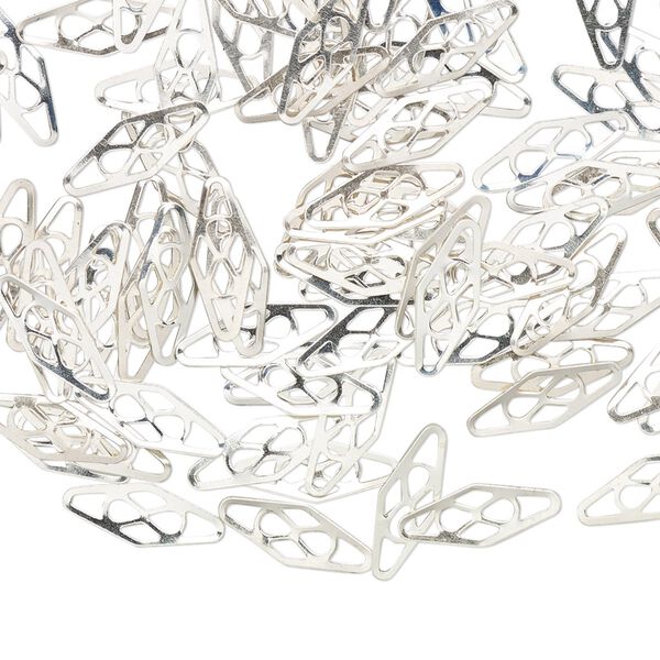 Plaque, sterling silver, 11x4x0.25mm. Sold per pkg of 100. image number 0