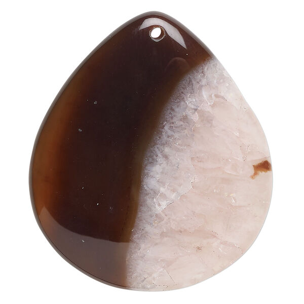Red / black agate 1pkg1, teardrop focal 50x43mm image number 0