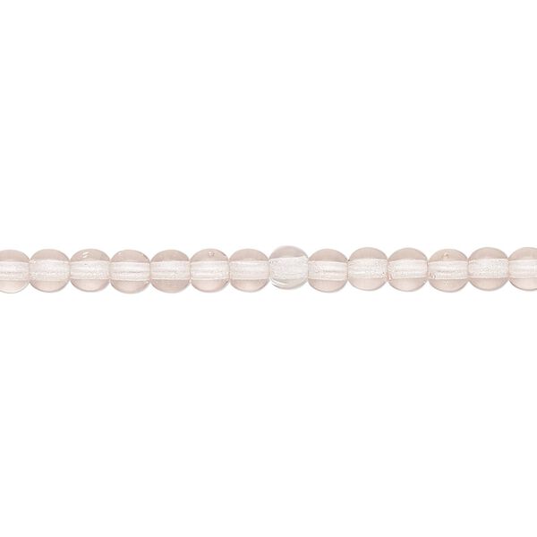 Bead, Czech glass druk, transparent light rose, 4mm round with 0.8-1mm hole. Sold per 15-1/2" to 16" strand. image number 0