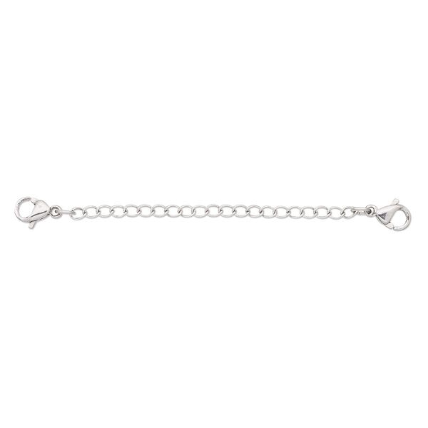 Extender chain, stainless steel, 2.4mm curb, 2 inches with double lobster claw clasp. Sold individually. image number 0