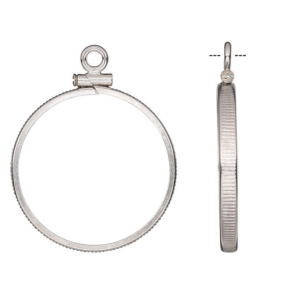 Drop, sterling silver, 25mm open round with 24mm screw-fastened flat round bezel setting. Sold individually. image number 0