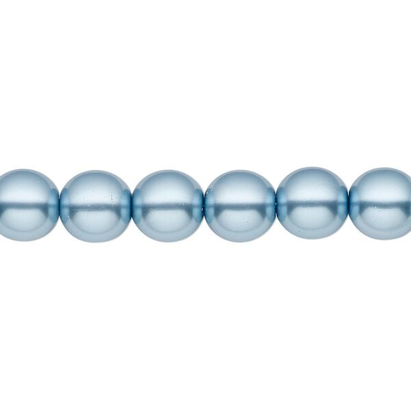 Bead, Czech pearl-coated glass druk, opaque sky blue, 8mm round. Sold per 15-1/2" to 16" strand. image number 0