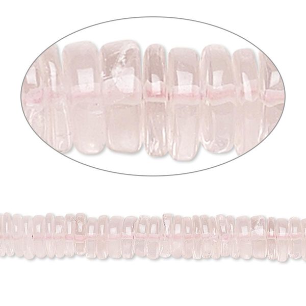 Rose quartz 1pkg1, hand-cut rondelle bead natural B grade, 8 inch 4x1mm-6x2mm image number 0