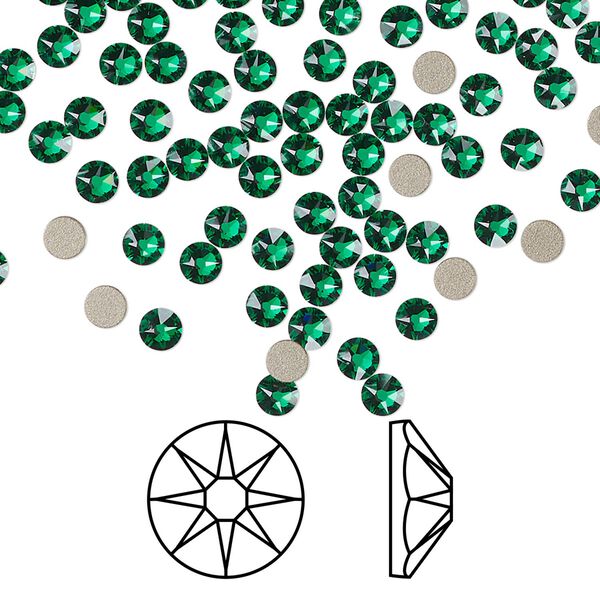 Flat back 144pk majestic green foil back, Crystal Passions® 3-3.2mm rose round SS12 2088 image number 0