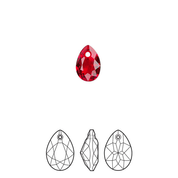Drop 4pk light siam, Crystal Passions® 9x6mm pendant pear cut 6433 image number 0