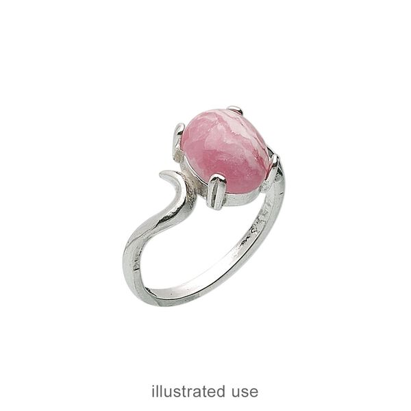 Ring, Sure-Set™, sterling silver, swirl band with 10x8mm 4-prong oval setting, size 6. Sold individually. image number 1