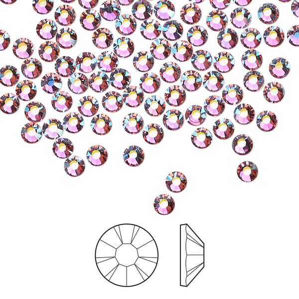 Flat back 1440pk mesmera AB foil back, Preciosa MAXIMA Czech crystal rhinestone 3-3.2mm chaton rose round SS12 image number 0