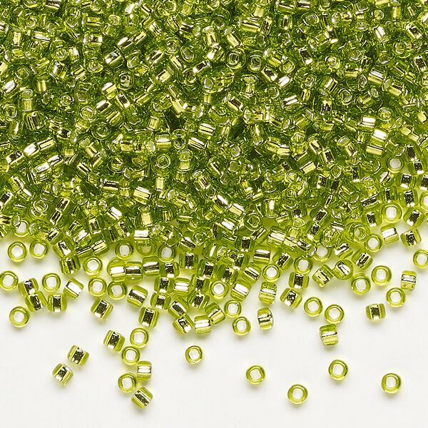 Seed bead, Dyna-Mites™, glass, pkg/1/2kg, #11 round, transparent silver-lined light green, (78:SR 11/0 SR). image number 0