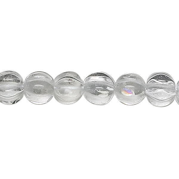 Quartz crystal 1pkg1, hand-cut corrugated round bead natural 15.5-16 inch 8mm image number 0