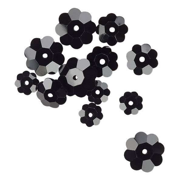 Margarita assortment 12pk opaque black, Celestial Crystal® 10x3.5mm 8x3mm 6x2mm flower bead image number 0