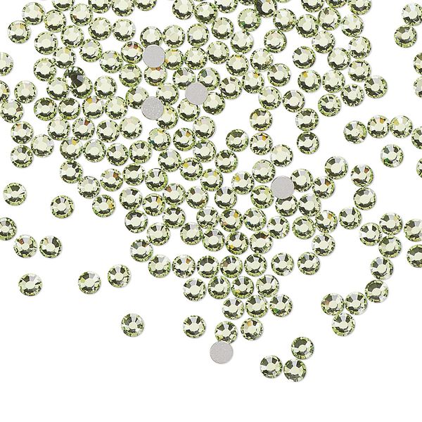 Flat back, Dance With Me™ crystal rhinestone, peridot, foil back, 2.3-2.5mm rose, SS8. Sold per pkg of 144 (1 gross). image number 0