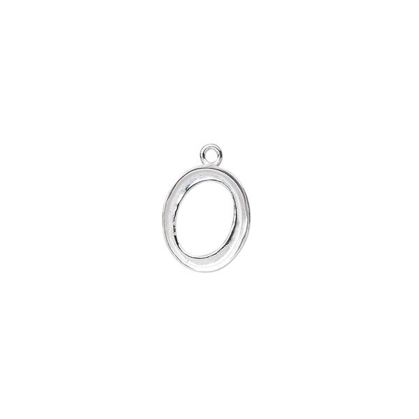 Drop, fine silver, 11x9mm oval with 10x8mm oval bezel setting. Sold per pkg of 2. image number 0