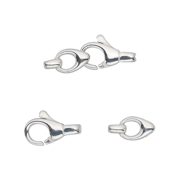 Clasp, sterling silver, 23x8mm with 14x8mm lobster claw and 11.5x6mm eye. Sold individually. image number 0