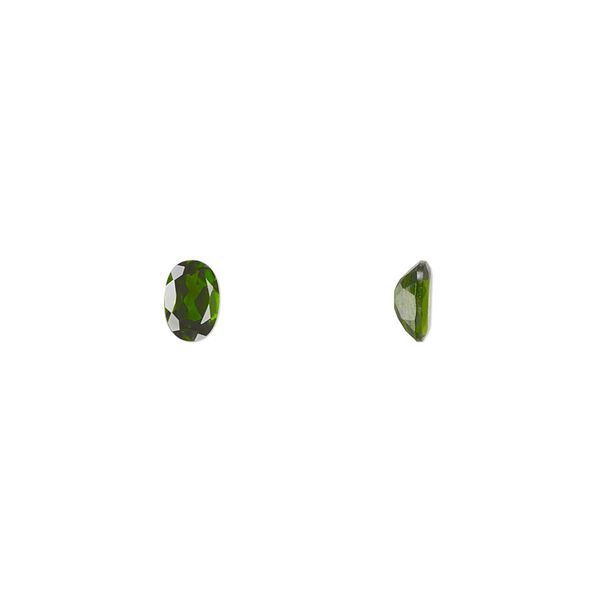 Chrome diopside 1pkg1, hand-cut faceted oval gem natural 6x4mm image number 0
