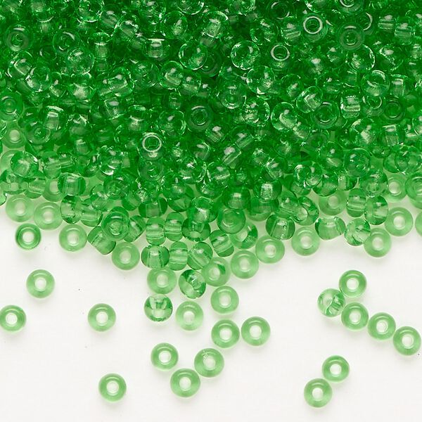 Seed bead, Preciosa Ornela Czech glass, pkg/500g, #8 rocaille, transparent light green, (50100). image number 0
