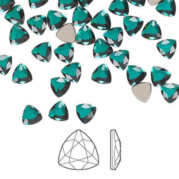 Flat back 12pk emerald foil back, Crystal Passions® 5mm trilliant 2472 image number 0