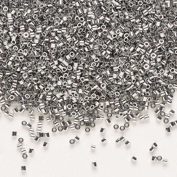 Seed bead, Delica®, glass, pkg/50g, #15 round, opaque palladium-plated (DBS-0038). image number 0