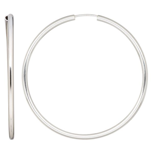 Earring hoop 1pkg2 sterling silver, 50mm / 2mm width / endless loop, 1 pair image number 0