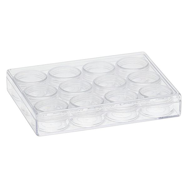 Organizer, clear plastic, 6-3/8 x 4-7/8 x 1 inch rectangle with 12 containers. Sold individually. image number 1