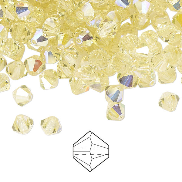 Bead 576pk jonquil AB, Preciosa Czech crystal 5mm bicone image number 0
