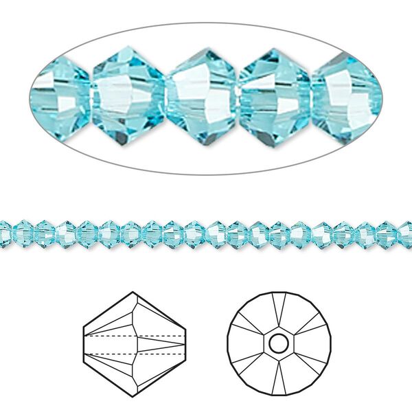 Bead 48pk light turquoise, Crystal Passions® 3mm bicone 5328 image number 0
