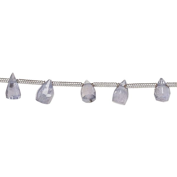 Iolite 1pkg20, hand-cut top-drilled faceted point bead natural 4x3mm-7x4mm image number 0