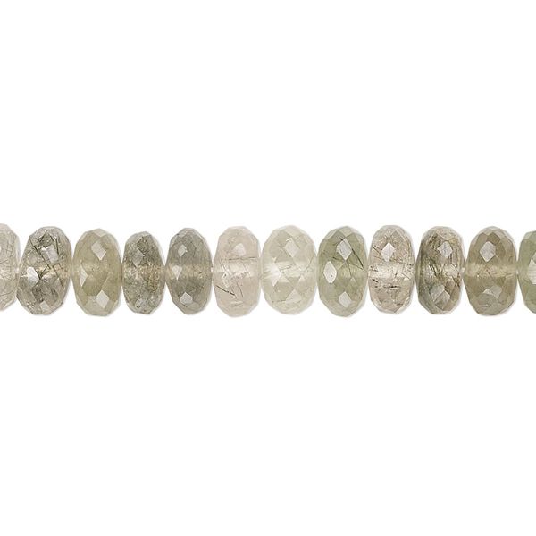 Tourmalinated quartz 1pkg1, hand-cut micro-faceted rondelle bead natural 14 inch 6x4mm-7x5mm image number 0