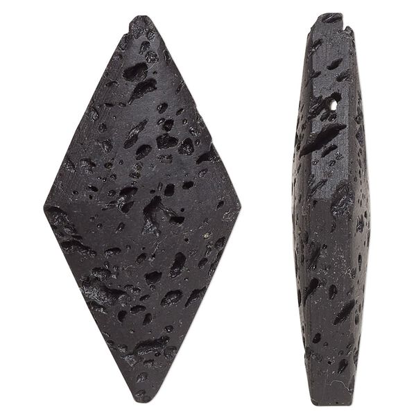 Lava rock 1pkg2, top-drilled diamond focal 40x20.5mm image number 0