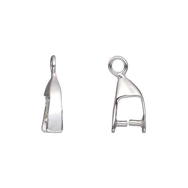 Bail, ice-pick, sterling silver, 13x5mm smooth, 5mm grip length. Sold individually. image number 0