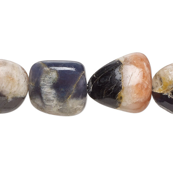 Sunstone w/iolite 1pkg1, hand-cut nugget bead natural 9 inch medium image number 0