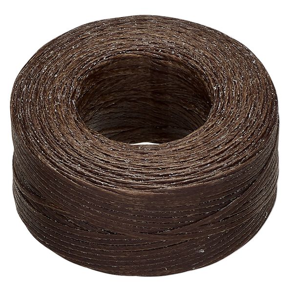 Thread, Hemptique®, polyester, pkg/50 yards, sage brown, 0.8mm braided flat. image number 0