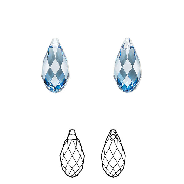 Briolette 24pk cool blue, Crystal Passions® Regenerated 13x6.5mm pendant drop 6010 image number 0