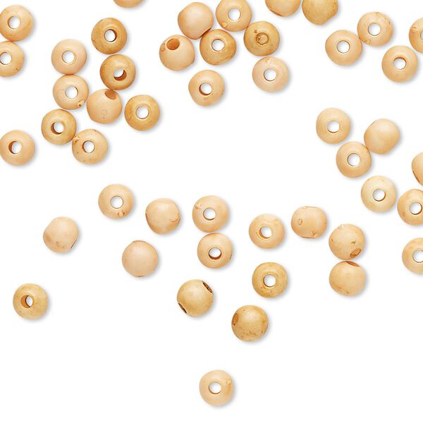 Bead, coated acrylic, opaque matte light orange, 4mm round with speckles. Sold per pkg of 100. image number 0