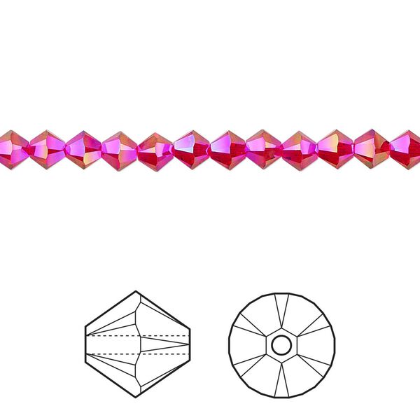 Bead 1440pk light Siam shimmer 2X, Swarovski® 4mm XILION bicone 5328 image number 0
