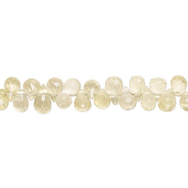 Lemon quartz / quartz crystal 1pkg1, hand-cut top-drilled micro-faceted teardrop bead 9 inch 5x3mm-7x4mm image number 0