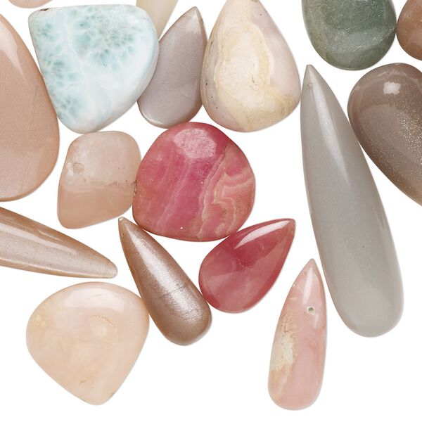 Multi-gemstone 1pkg1, hand-cut mixed shape bead 4 oz mix 14x8mm-48x20mm image number 0