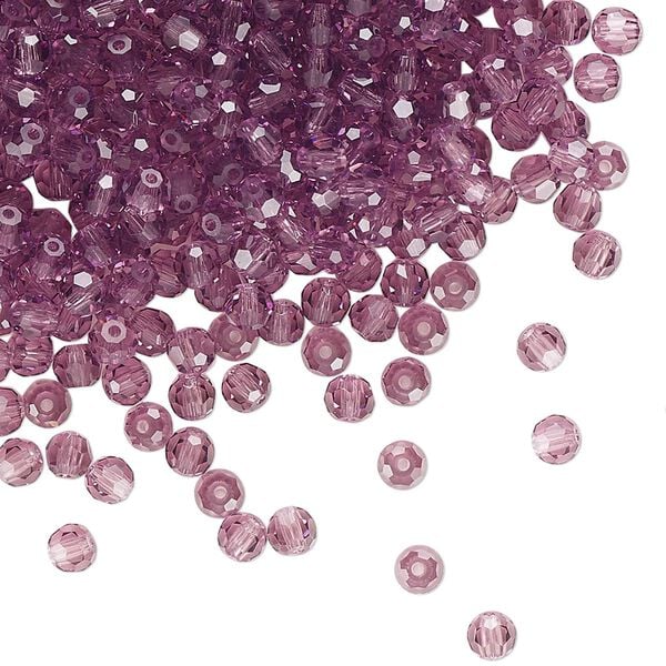 Bead 24pk amethyst, Preciosa Czech crystal 3mm round image number 0